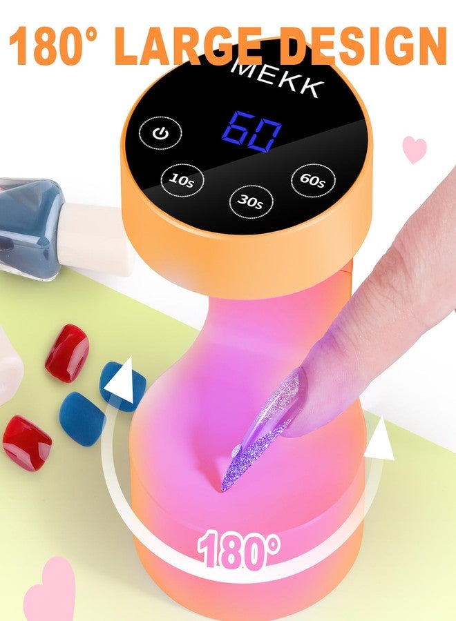 MEKK Mini UV Light for Nails,Peach-Shaped Mini LED Nail Lamp with Auto-Sensor,8 Beads,4 Timer,Professional Single Finger UV Light for Gel Nails Small Gel Nail Lights for Salon & Home DIY Use-Orange - Image 5